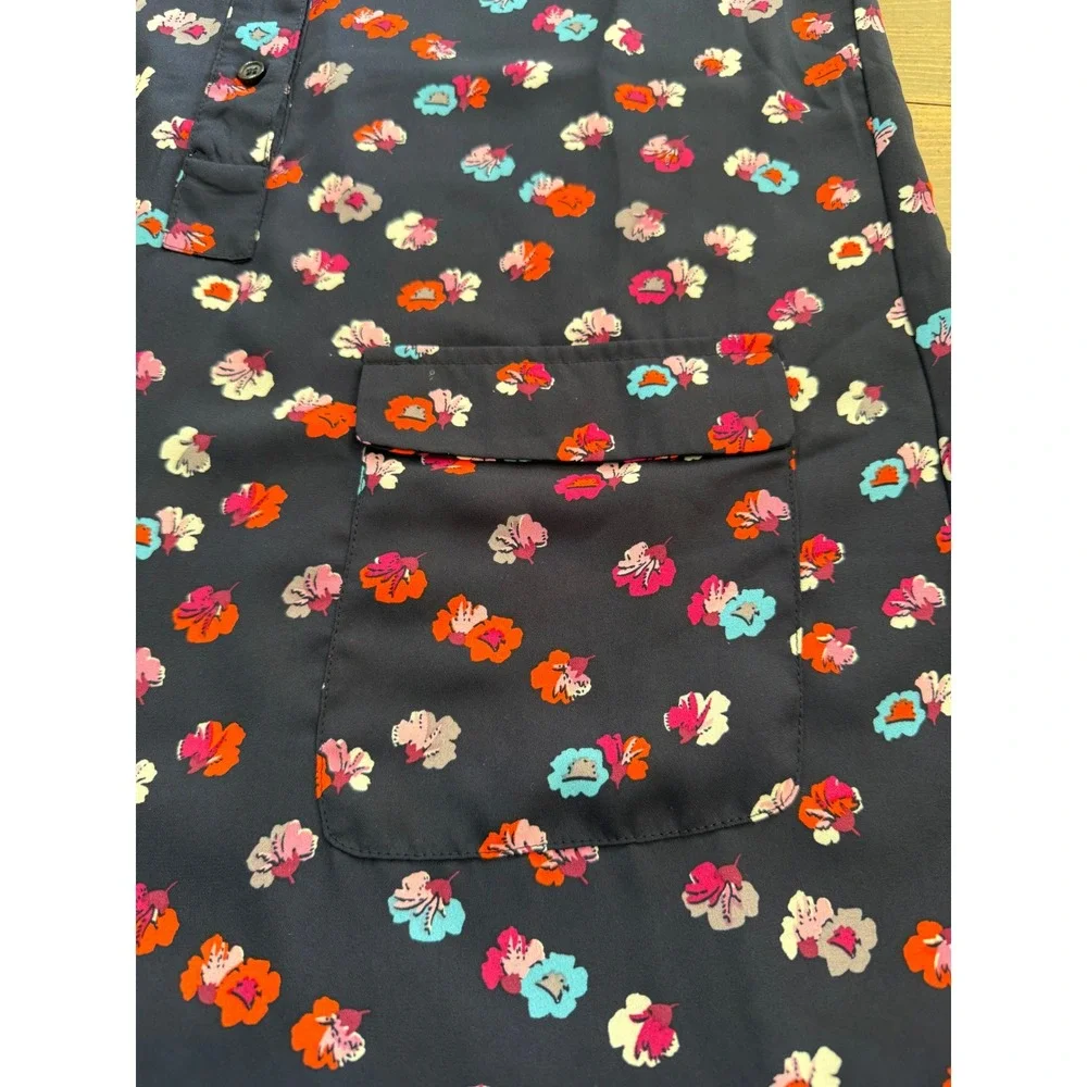 Artisan‎ NY Floral Print Sleeveless Shirt Dress | Navy Blue | Size 4